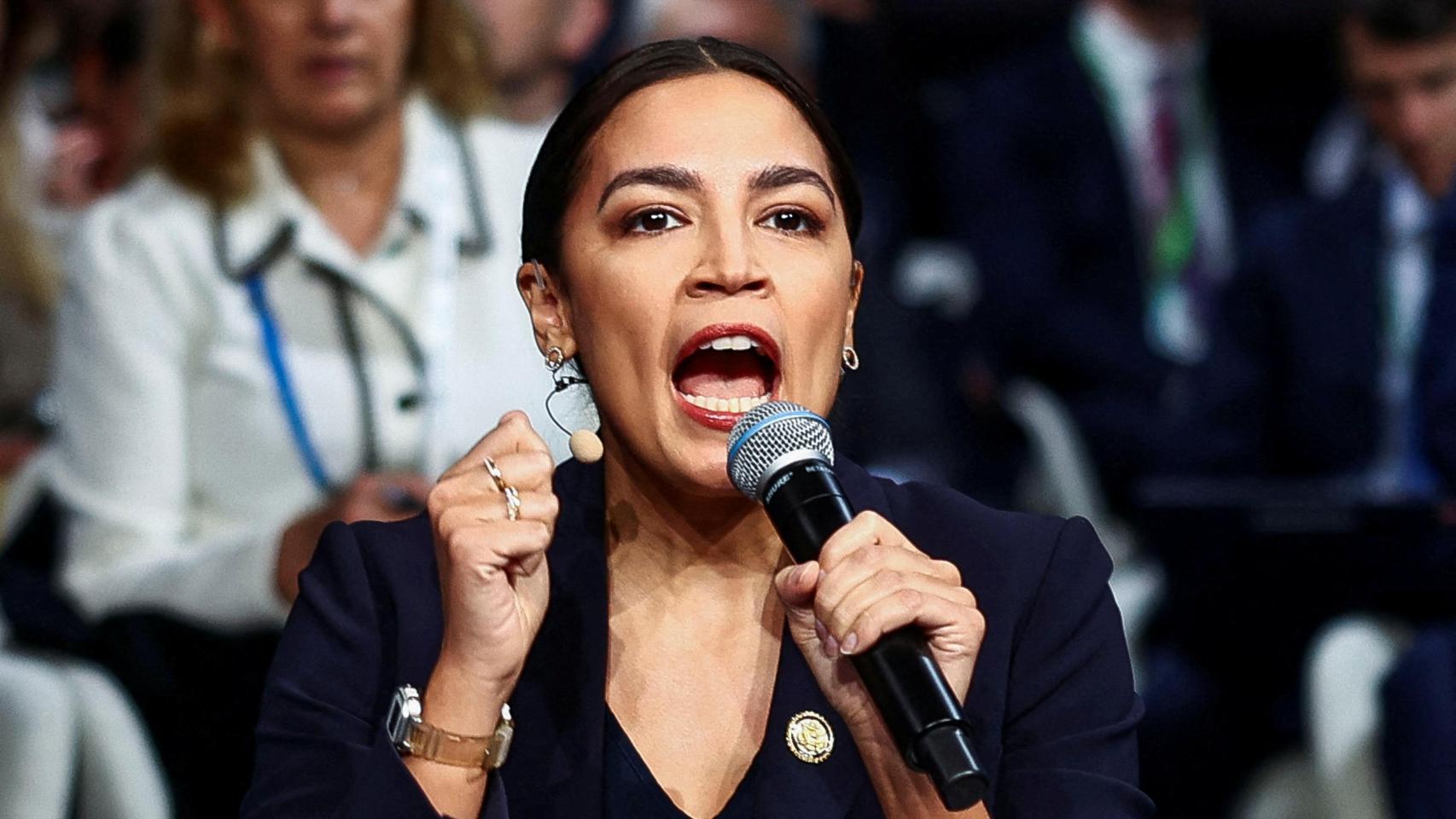 Alexandria Ocasio-Cortez interviene el pasado viernes en la Conferencia de Seguridad de Munich.