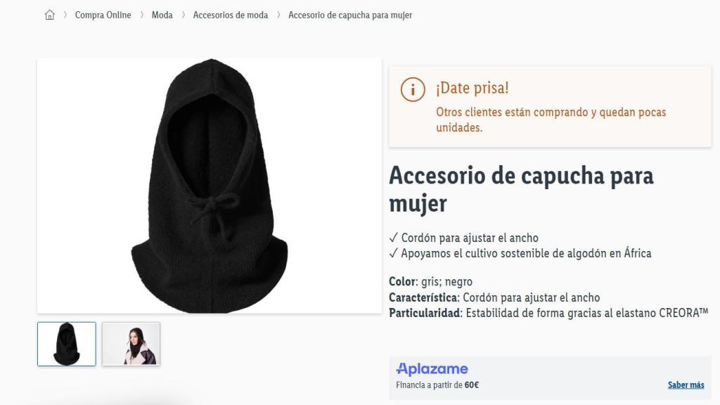 Accesorio de capucha para mujer.