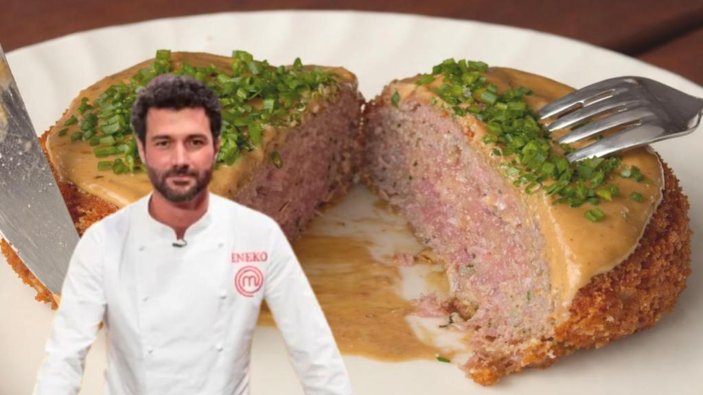 Montaje de Eneko y su plato de filete ruso