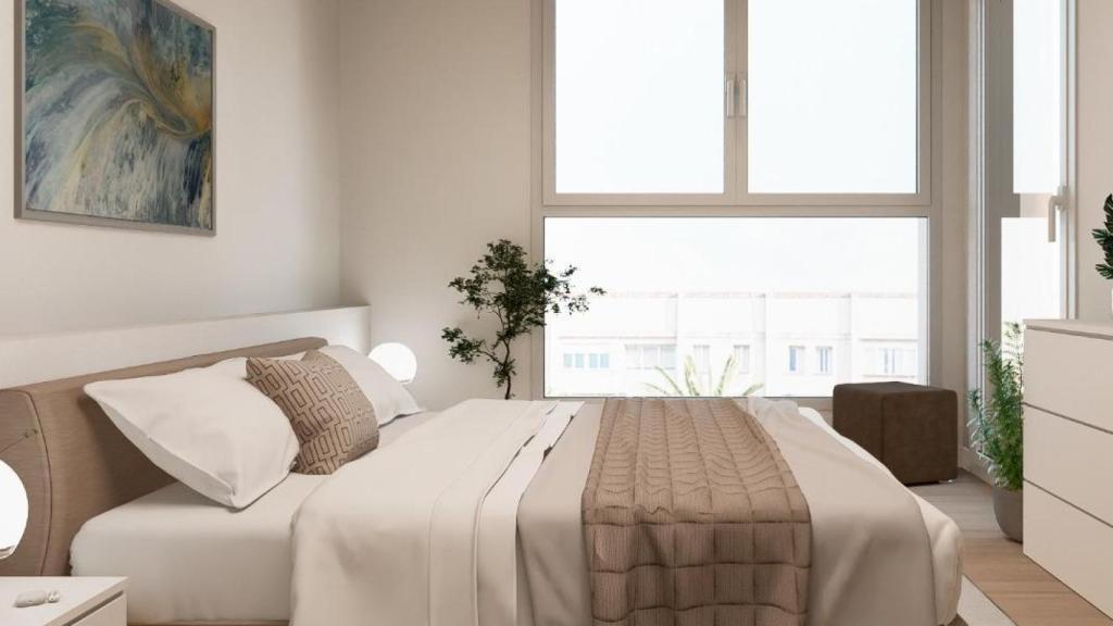 Un dormitorio de la futura construcción en la ronda de Outeiro.