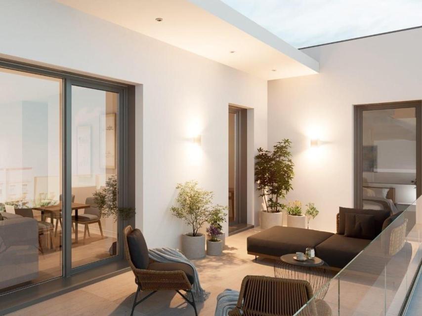 Imagen virtual de una terraza de la promoción Ronda 270.