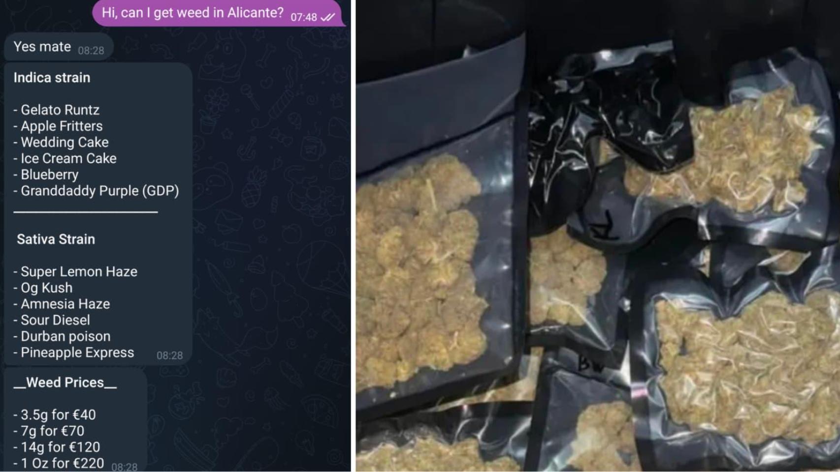 Marihuana envasada y lista para ser enviada.