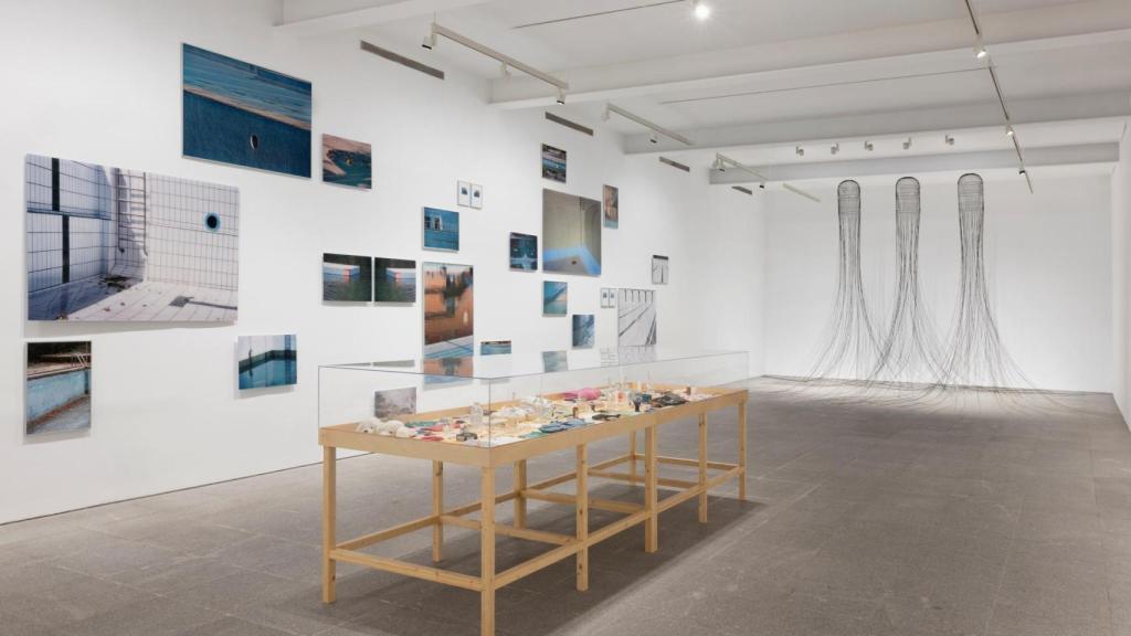 Vista de la Sala 8, '¿Qué le hace el sida al arte?', con la obra 'Ajuares' de Pepe Miralles en primer término y 'Sin título (Tres jaulas)' de Pepe Espaliú al fondo. Fotografía: Roberto Ruiz