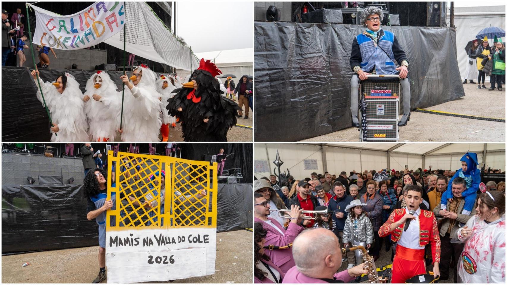 Los choqueiros de Veiga, en Culleredo (A Coruña) desafían el chaparrón este lunes de Carnaval