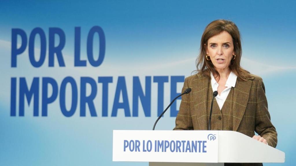 Carmen Fúnez, vicesecretaria de Sanidad y Política Social del PP, este lunes, en la rueda de prensa posterior al Comité de Dirección.