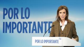 Carmen Fúnez, vicesecretaria de Sanidad y Política Social del PP, en la rueda de prensa posterior al Comité de Dirección.