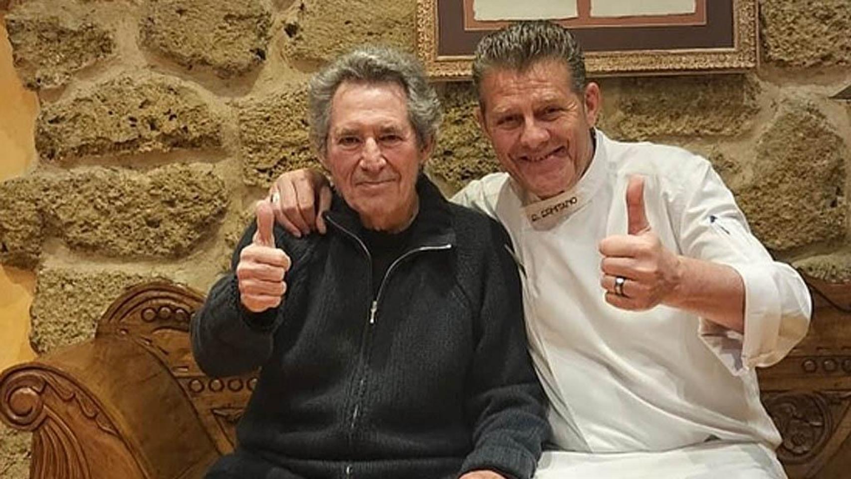 Miguel Ríos y el chef Pedro Mario.