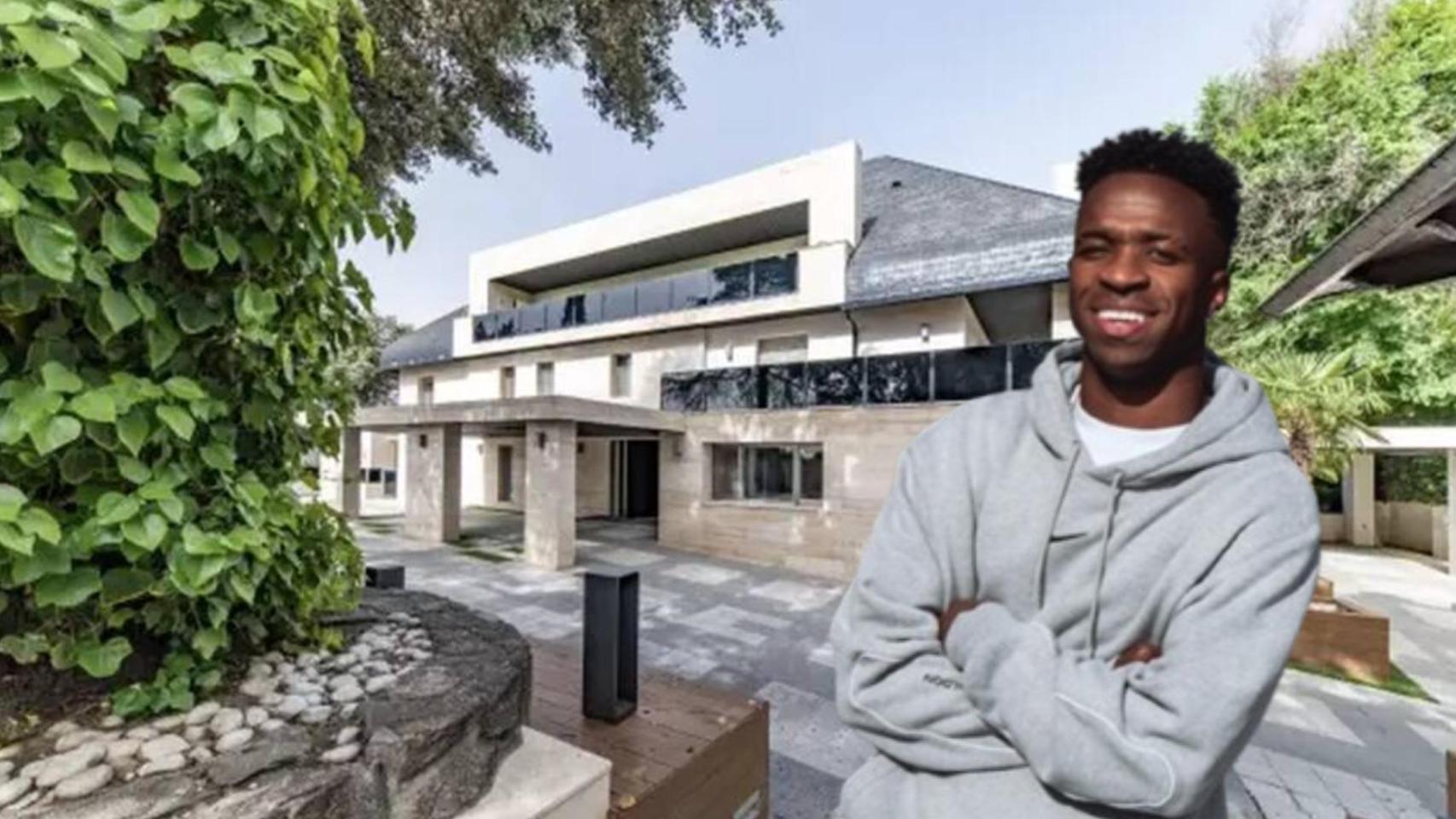 Fotomontaje de Vinicius y su casa en una lujosa zona de Madrid
