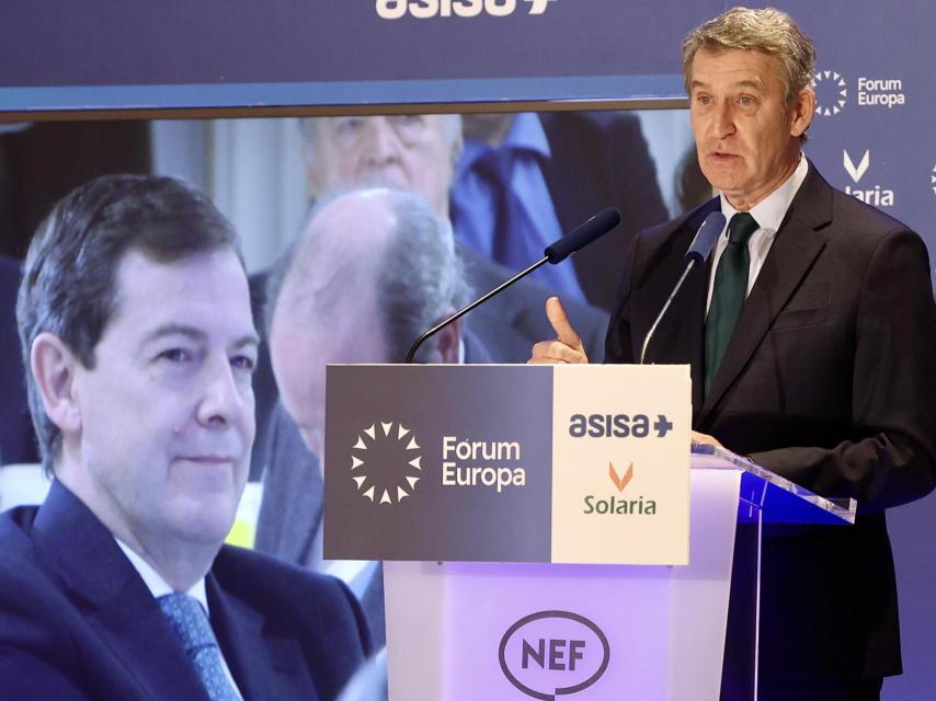 El presidente del PP, Alberto Núñez Feijóo, durante su intervención este martes