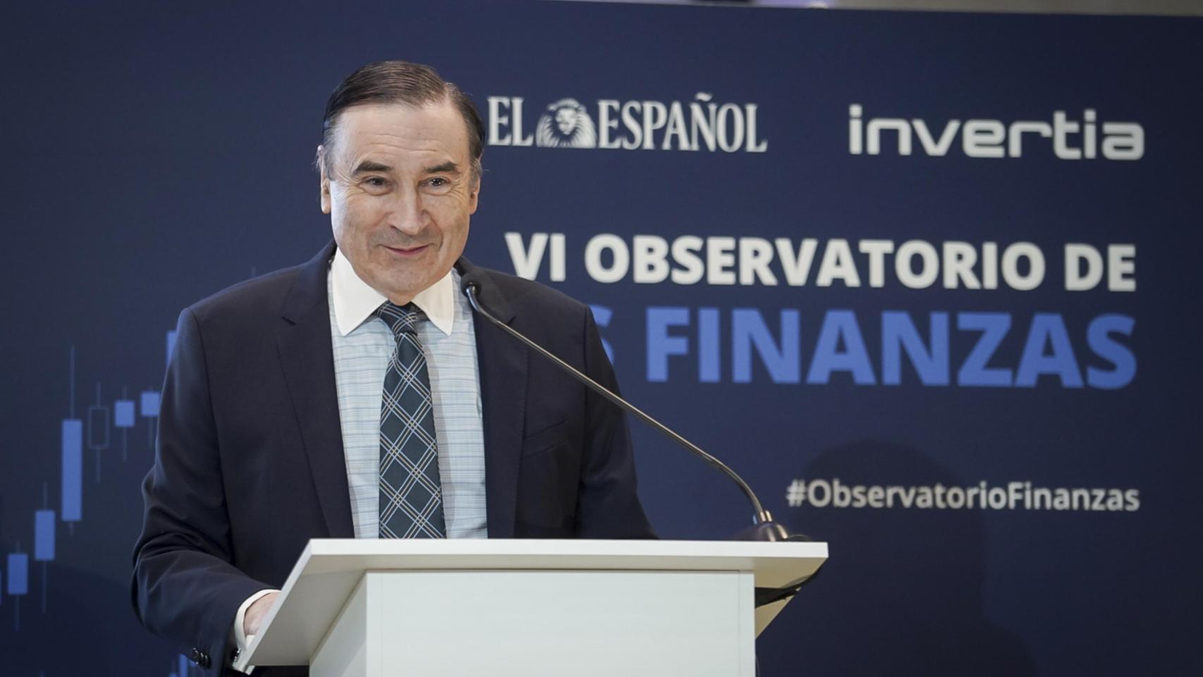 Pedro J. Ramírez durante la inauguración del VI Observatorio de las Finanzas de EL ESPAÑOL e Invertia