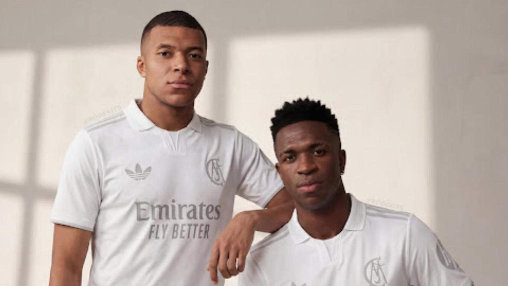 Kylian Mbappé y Vinicius, en una imagen conceptual con la equipación según los rumores