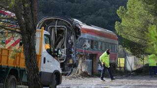 Uno de los trenes implicados en el siniestro, en una imagen de los días posteriores.