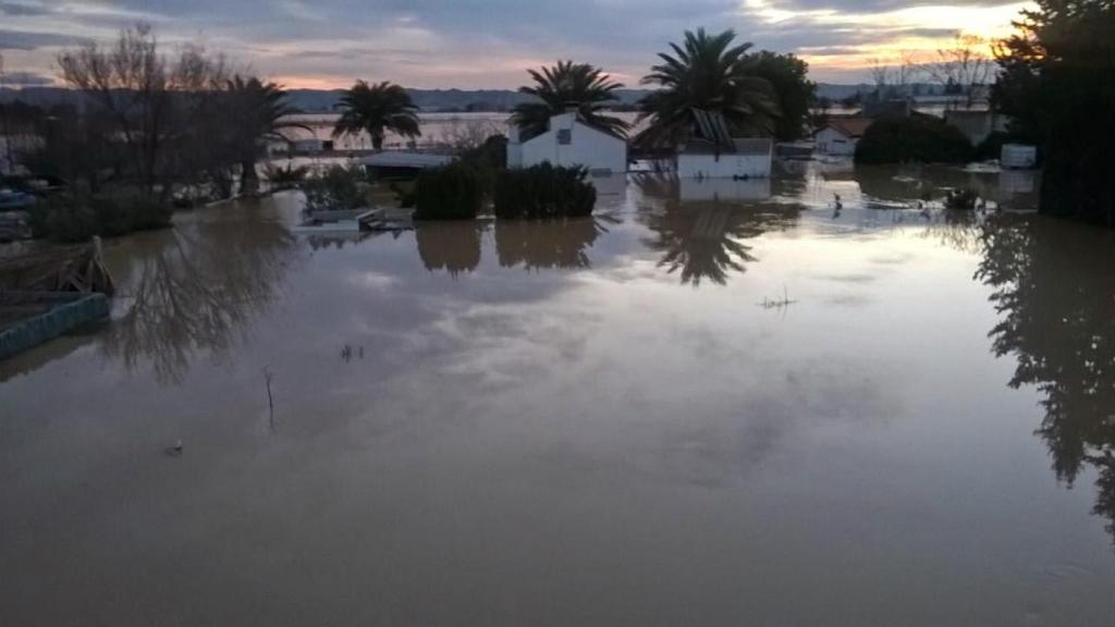 Los Huertos de Alfajarín (Zaragoza) en una inundación anterior.