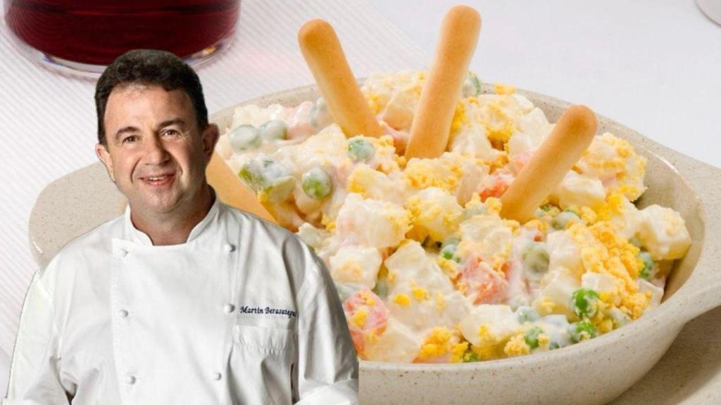Martín Berasategui junto a una ensaladilla rusa.