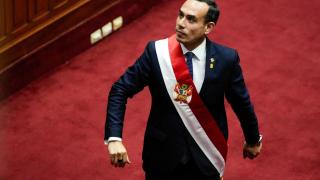 Peru's new president, José Jeri, walks on the day of the swearing-in ceremony, after Congress voted to impeach former president Dina Boluarte, in Lima, October 10, 2025.