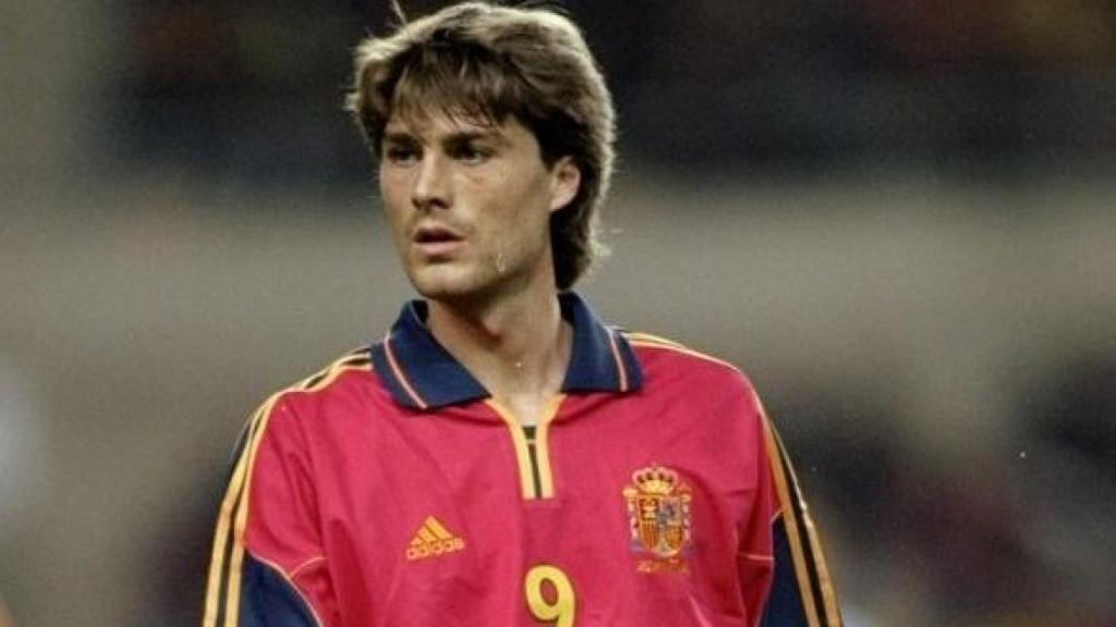 Julen Guerrero, durante el partido con la selección.