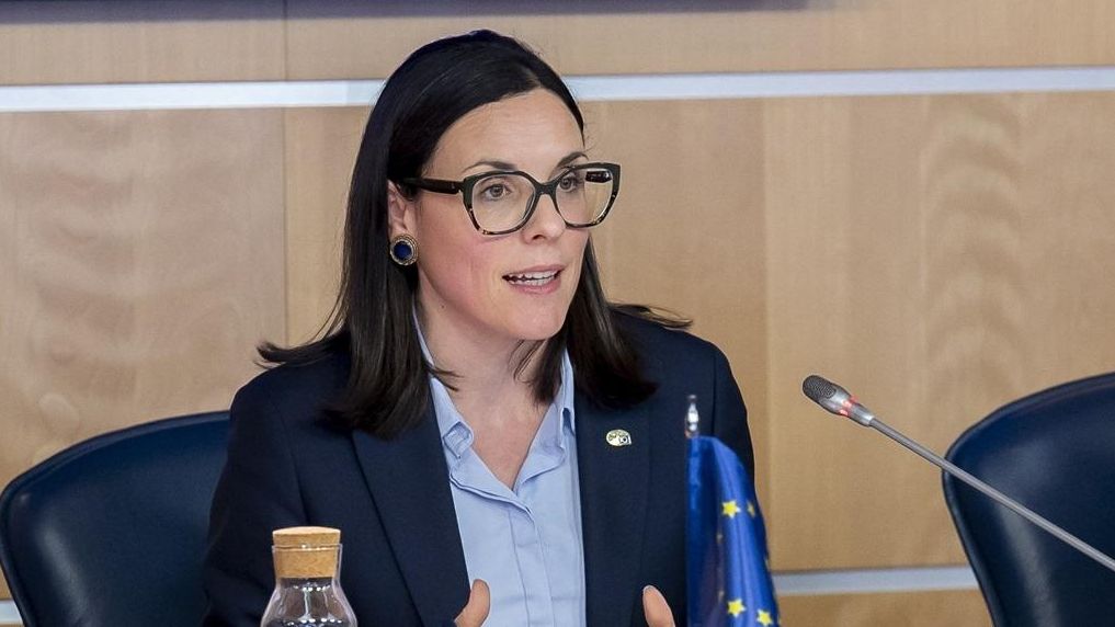 Los eurodiputados Raquel García Hermida-Wan der Walle y Javier Zarzalejos, durante la rueda de prensa de la misión LIBE sobre independencia judicial y corrupción.