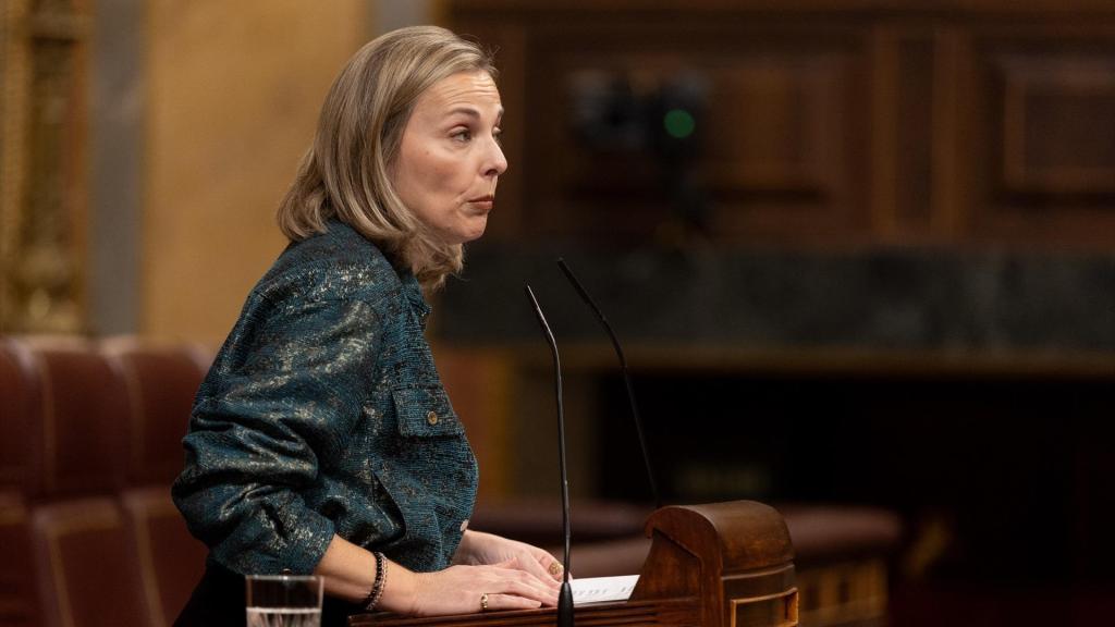 La diputada de VOX Blanca Armario González interviene durante la sesión plenaria.