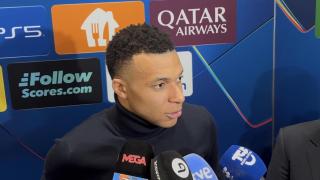 Mbappé, hablando en zona mixta tras el Benfica - Real Madrid