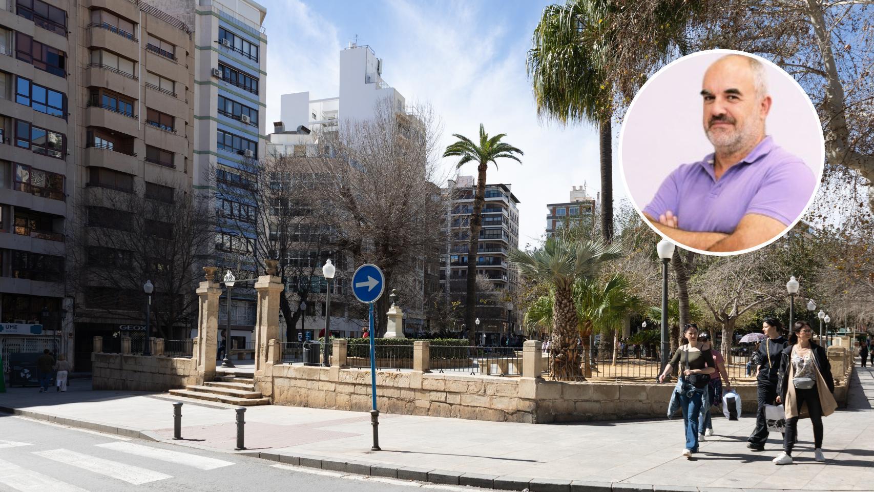 Montaje de la ciudad de Alicante  y una imagen de Vicente Díez.