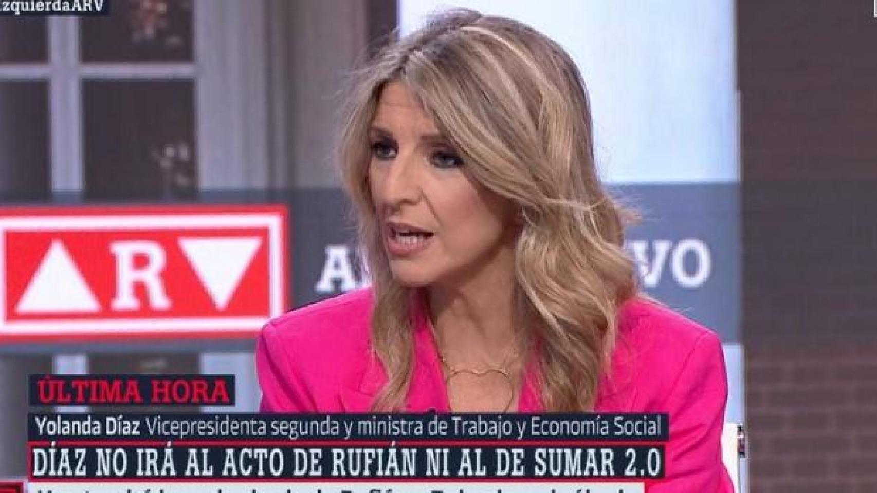 Yolanda Díaz este miércoles en una entrevista en 'Al Rojo Vivo' de La Sexta.
