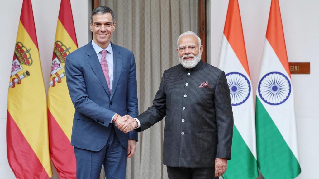 Pedro Sánchez y Narendra Modi este miércoles en Nueva Delhi.
