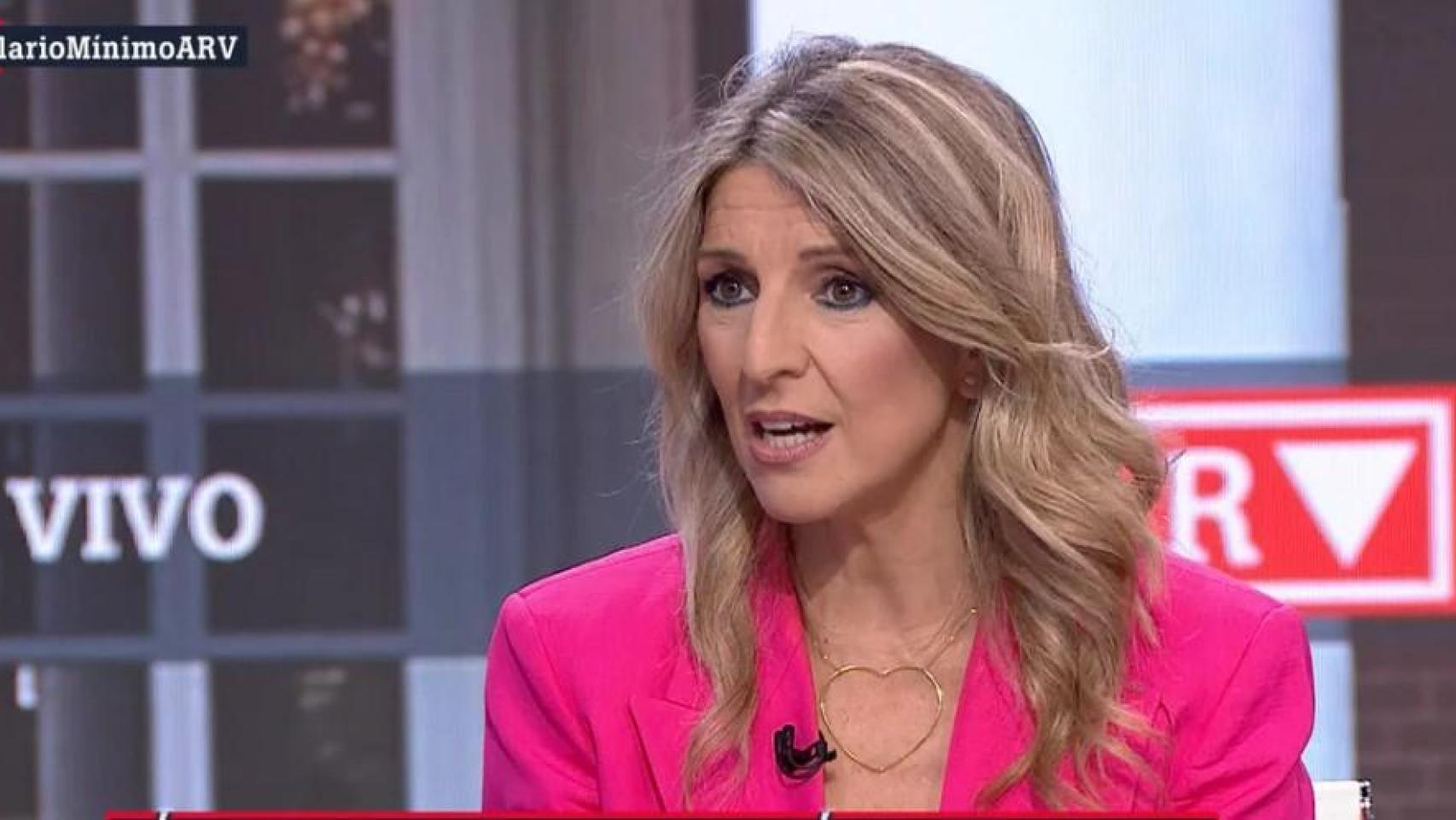 Yolanda Díaz este miércoles en una entrevista en 'Al Rojo Vivo' de La Sexta.