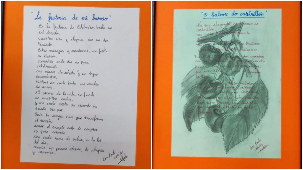 Poemas escritos por clientes y dedicados a las empleadas y al fundador de la frutería Edelmiro.
