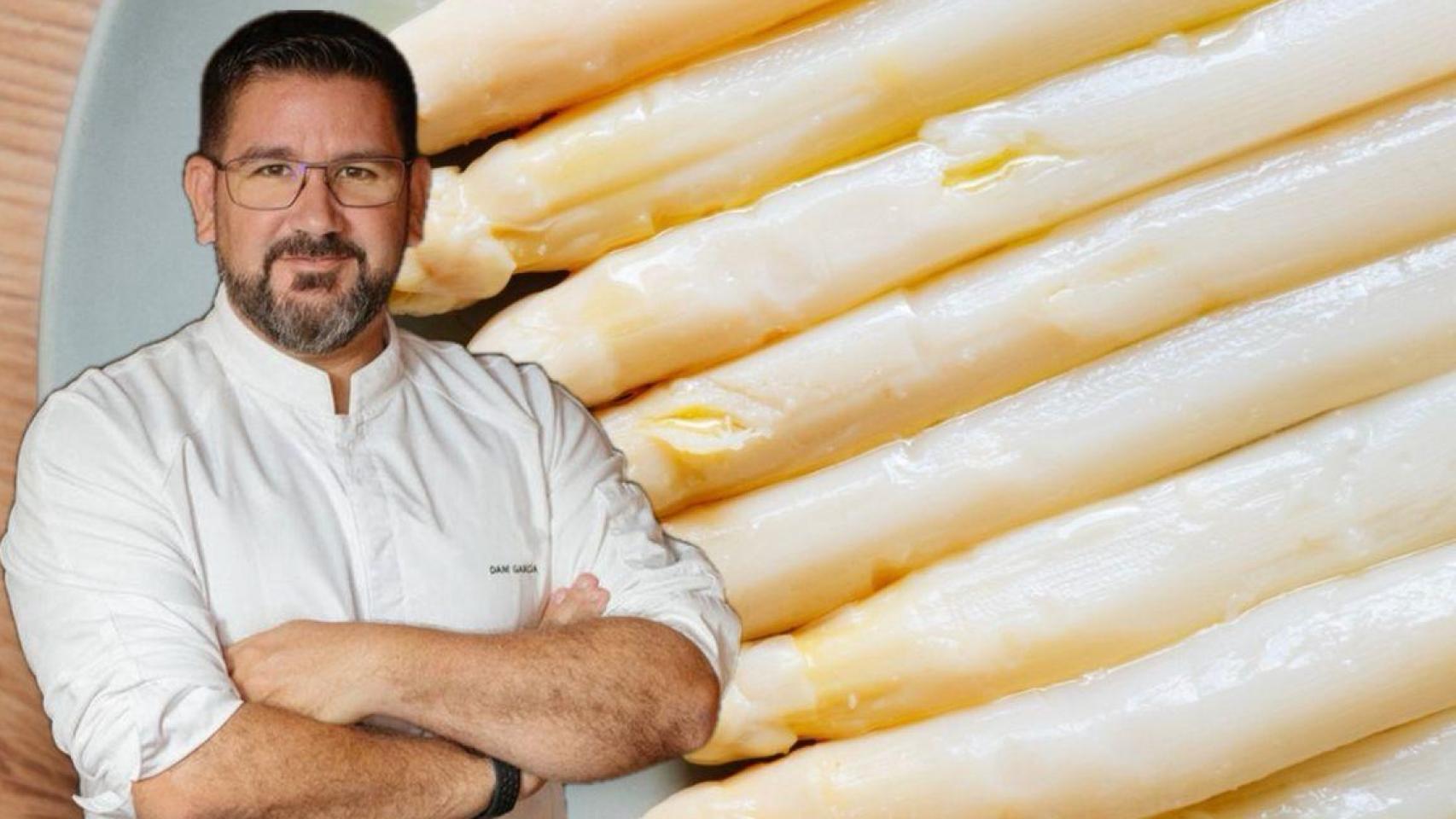 Dani García junto a unos espárragos.
