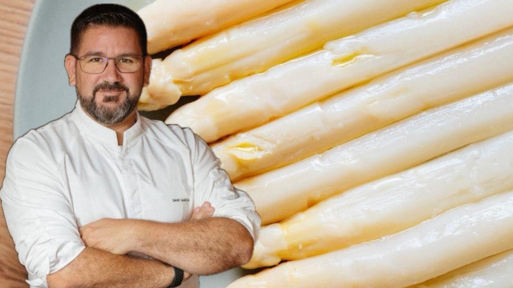 Dani García junto a unos espárragos.