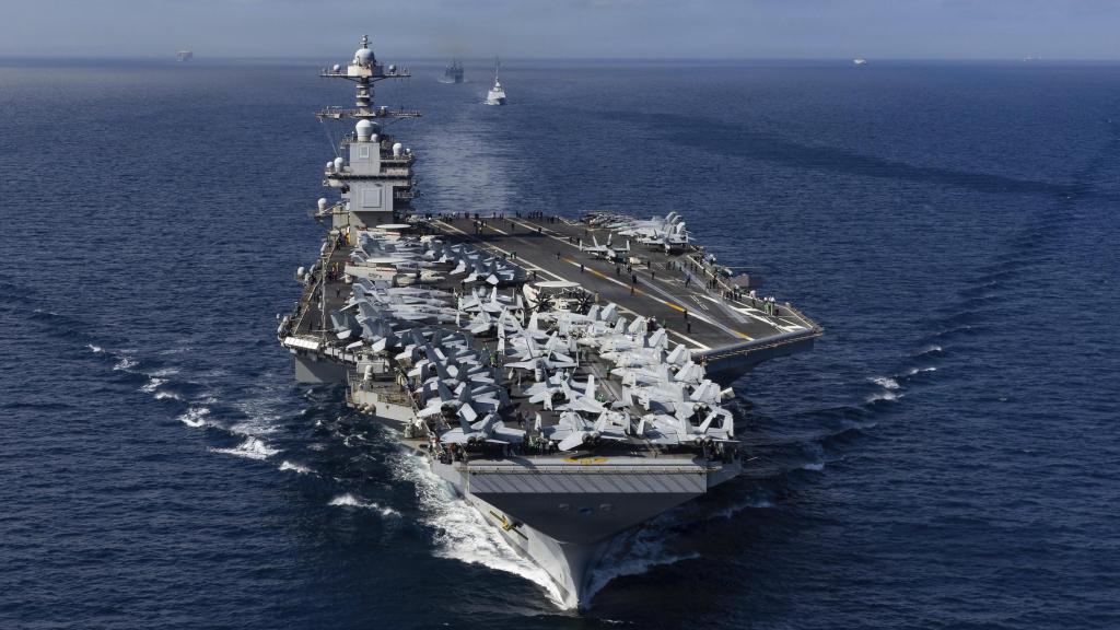 El portaaviones USS Gerald R. Ford en aguas del Mediterráneo