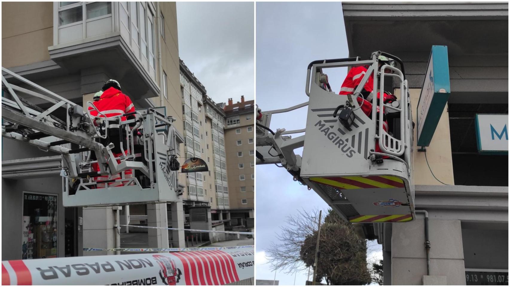 Primeros efectos del temporal en A Coruña este miércoles: un vuelo desviado y caída de cascotes