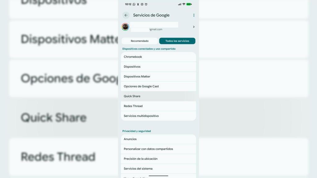 Los ajustes de Quick Share en el Pixel 9