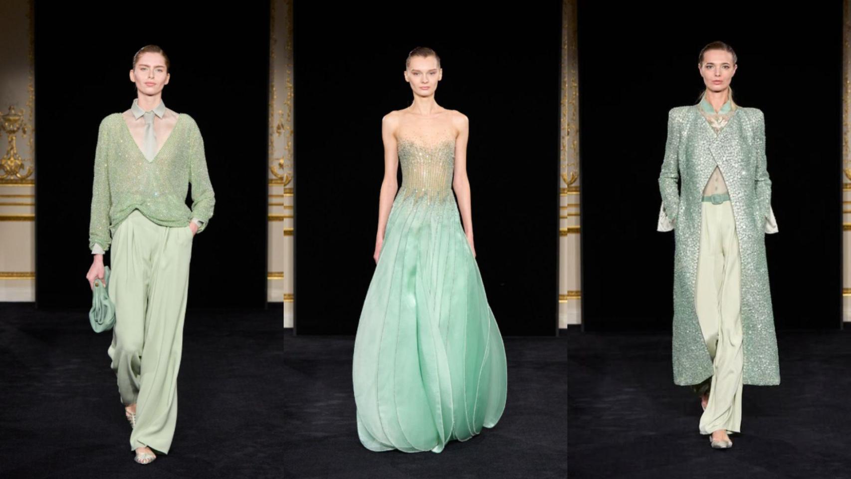 Verde menta en el desfile primavera-verano 2026 de Giorgio Armani.