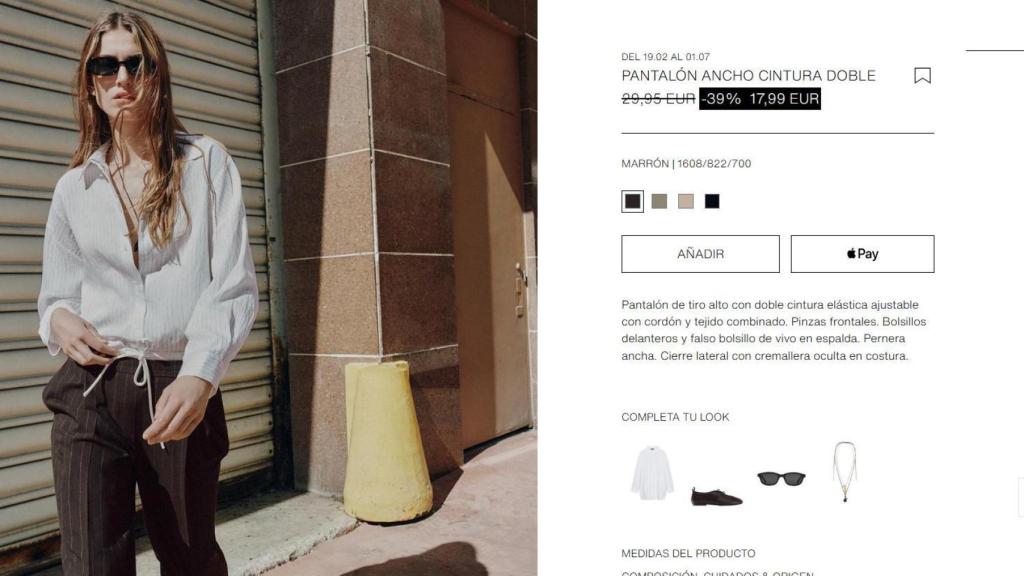 Pantalón ancho cintura doble. Ref. 1608/822/700