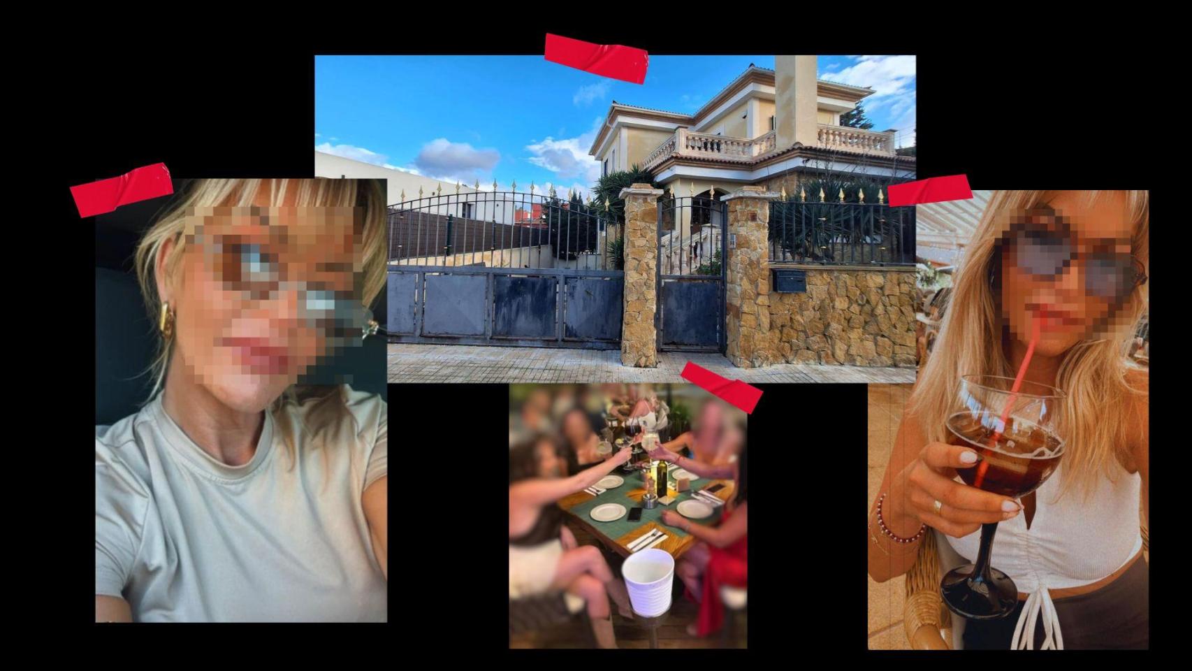 A la izquierda y a la derecha, dos imágenes de Aimee E.. Arriba, el chalet 'okupado' y, abajo, una foto de su vida de lujo.