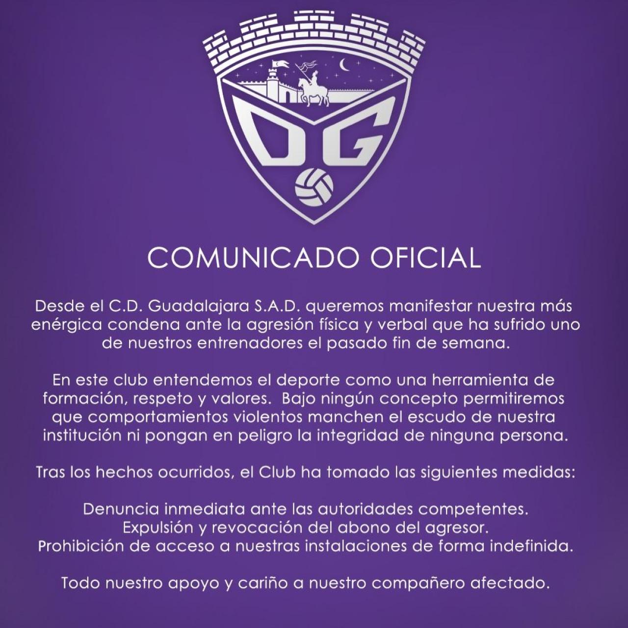 Comunicado del Deportivo Guadalajara sobre la agresión que ha sufrido Javier.