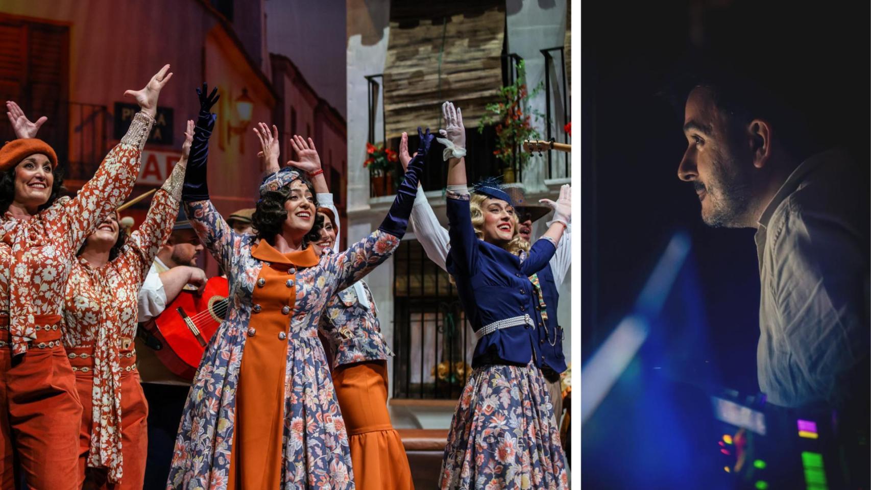 Un montaje con una fotografía del director de comunicación y las ganadoras de comparsas.