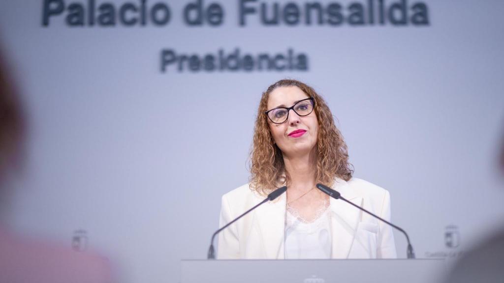 Sara Simón durante la rueda de prensa celebrada en el Palacio de Fuensalida.