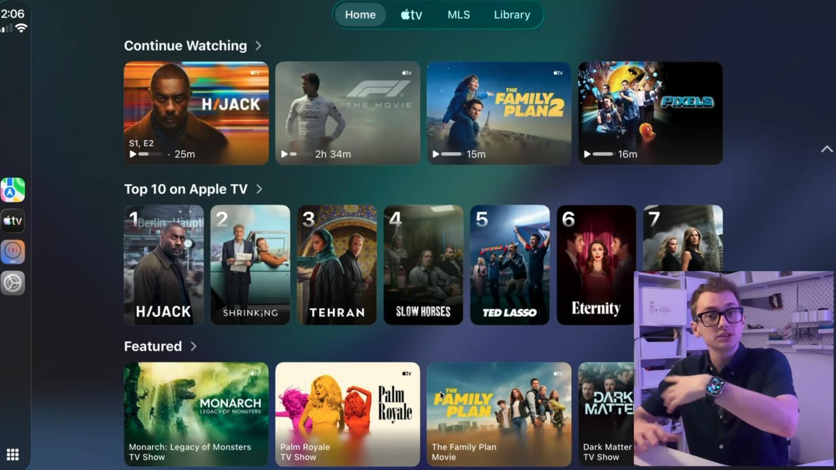Interfaz de Apple TV en CarPlay.