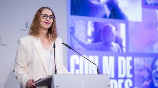 Sara Simón durante la rueda de prensa celebrada en el Palacio de Fuensalida.