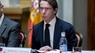 El expresidente del Gobierno, José María Aznar, durante la presentación del libro ‘Alexis de Tocqueville. Un liberal único’, en el Senado.