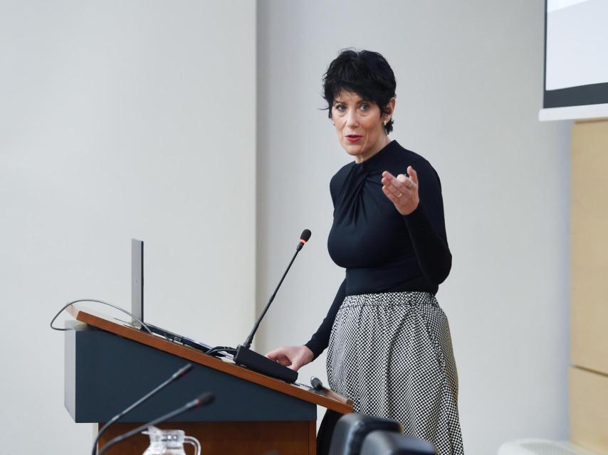 Elma Saiz, ministra de Inclusión, Seguridad Social y Migraciones, durante una comparecencia.