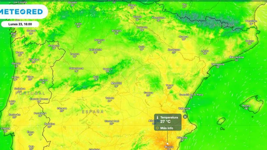 Temperaturas para el lunes