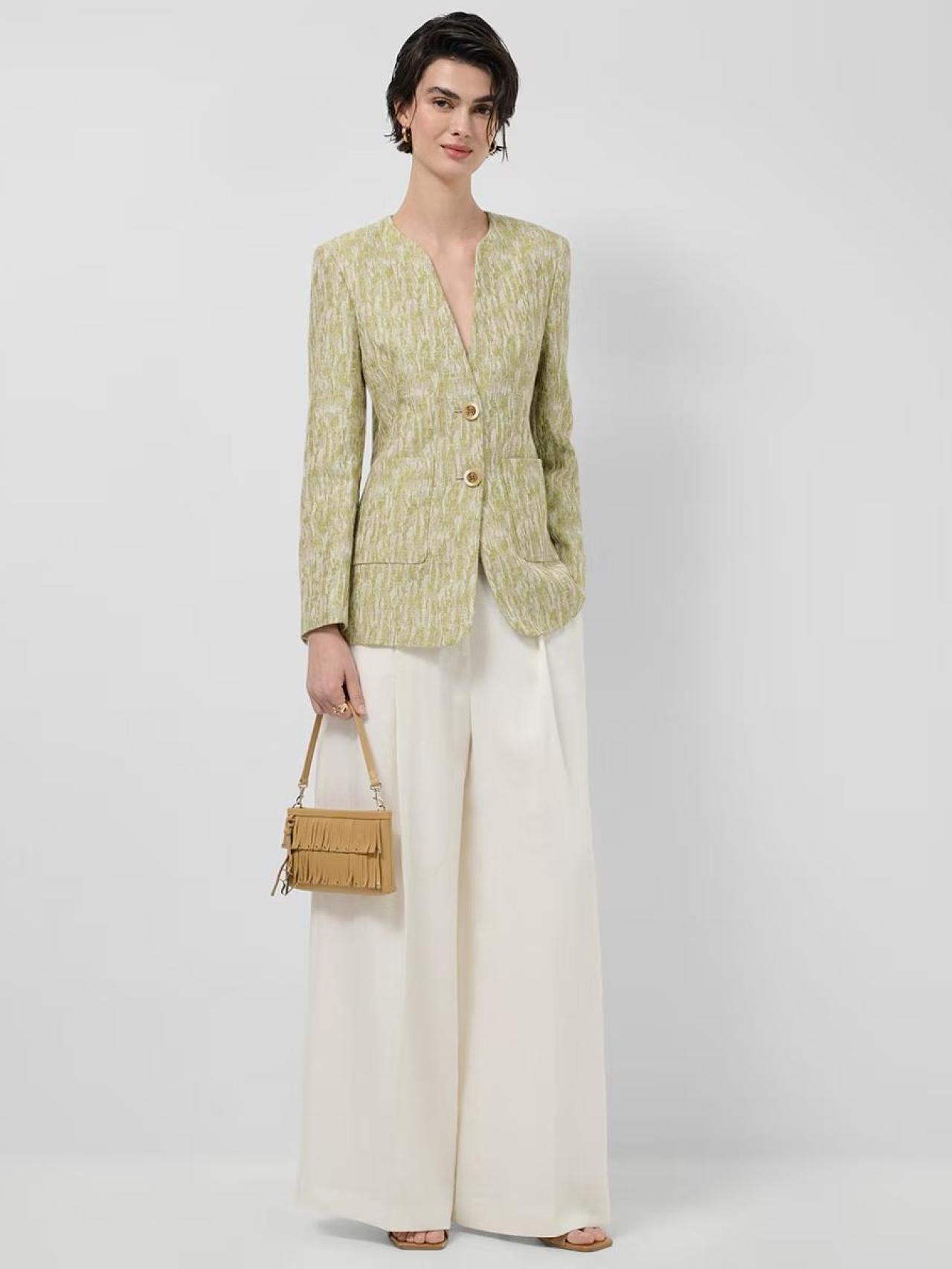 Chaqueta jacquard verde menta de Roberto Verino.