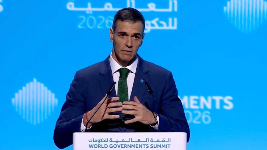 Pedro Sánchez at the World Government Summit. Dubai, February 2026.