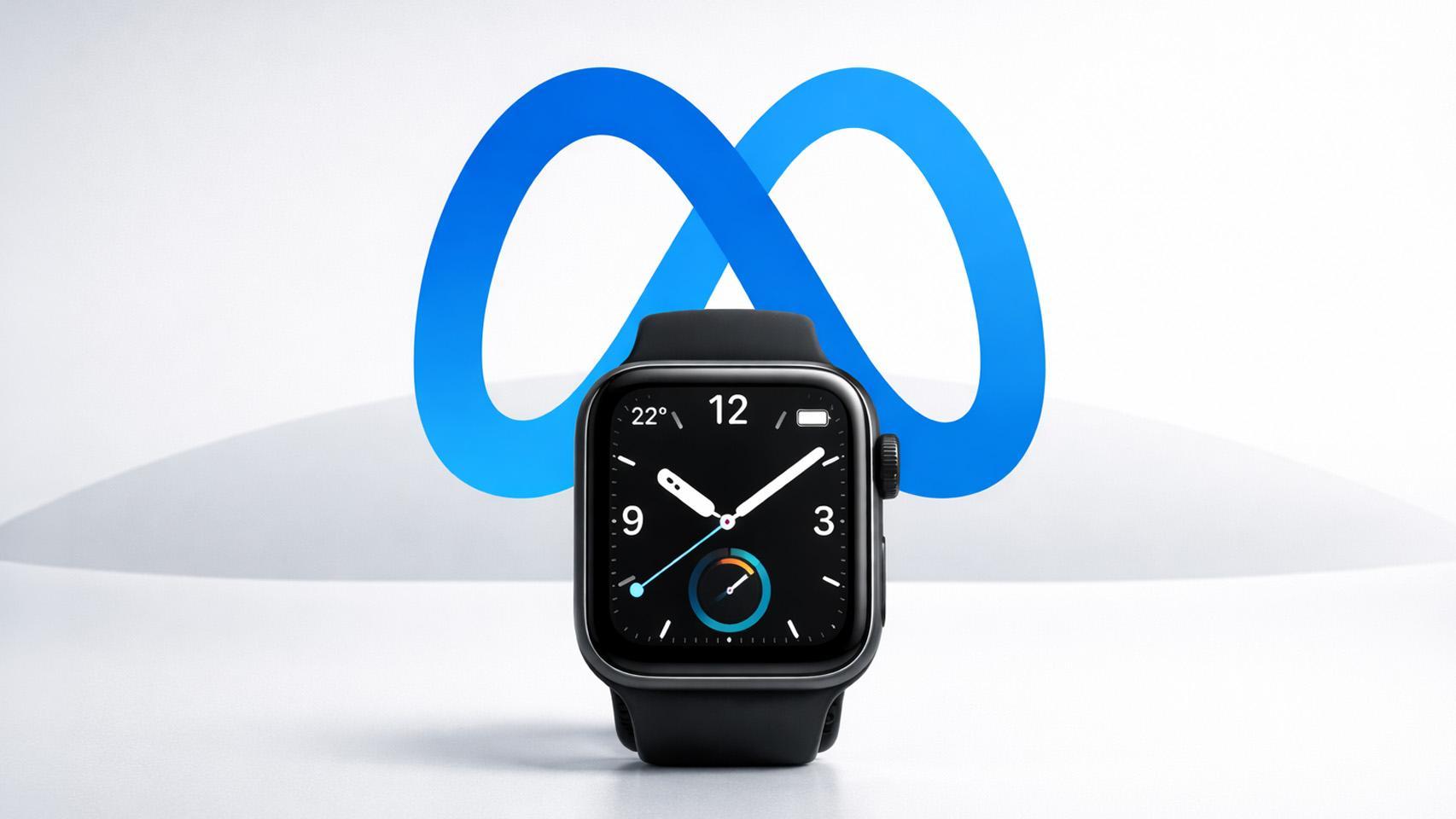 Imagen de un Apple Watch con el logo de Meta.