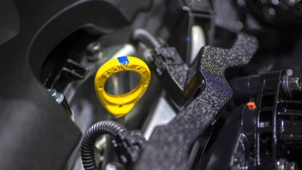 Primer plano de un motor.