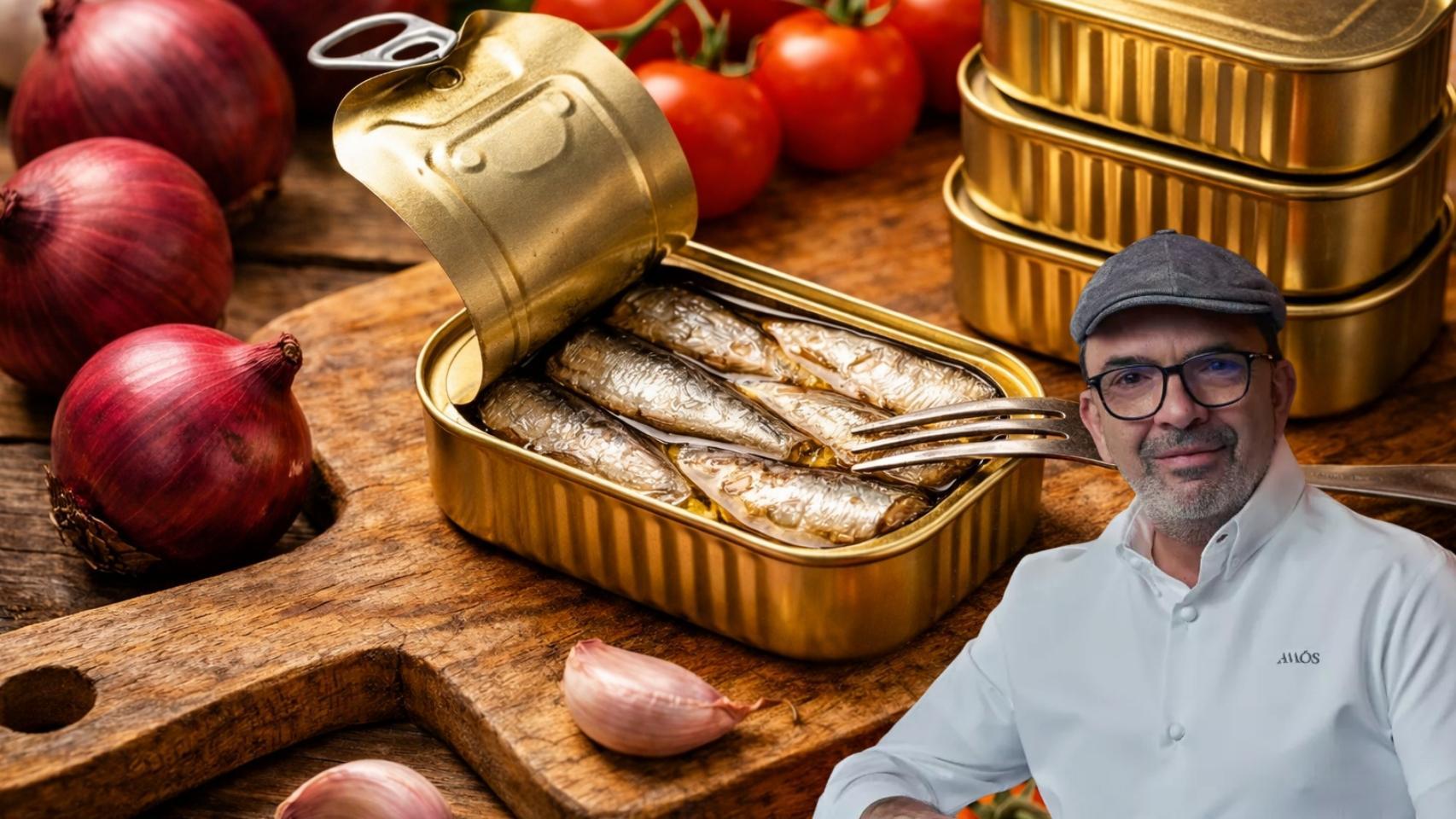 Jesús Sánchez, chef Michelin, en un montaje de El Español