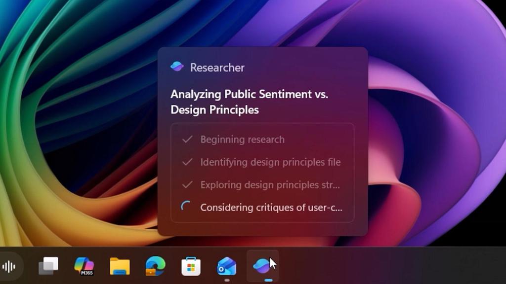 Agente de Copilot en la barra de tareas de Windows 11